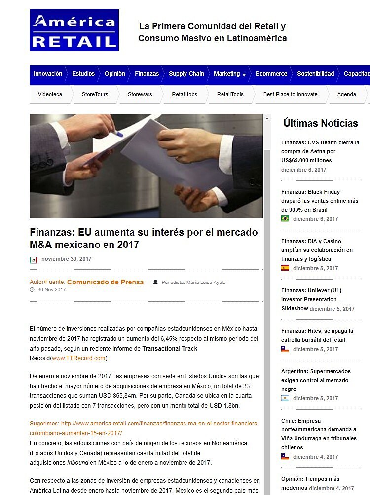 EU aumenta su inters por el mercado M&A mexicano en 2017